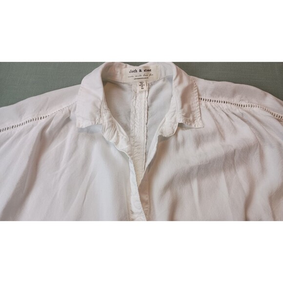 Cloth & Stone Anthropologie Womens White Button Down Shirt Size XS 100% Tencel - Picture 2 of 10
